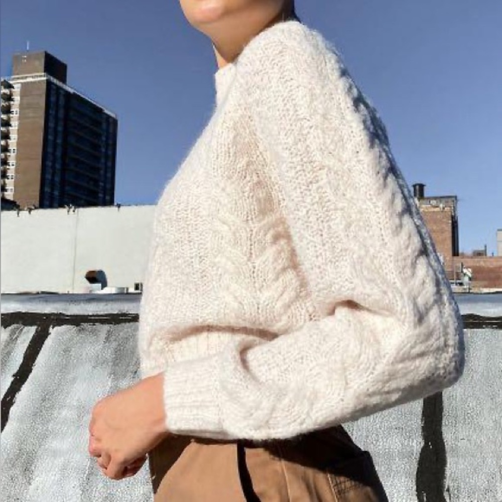 Sunday Best Melly Cable Knit Sweater Heather Oatmeal | Size Small